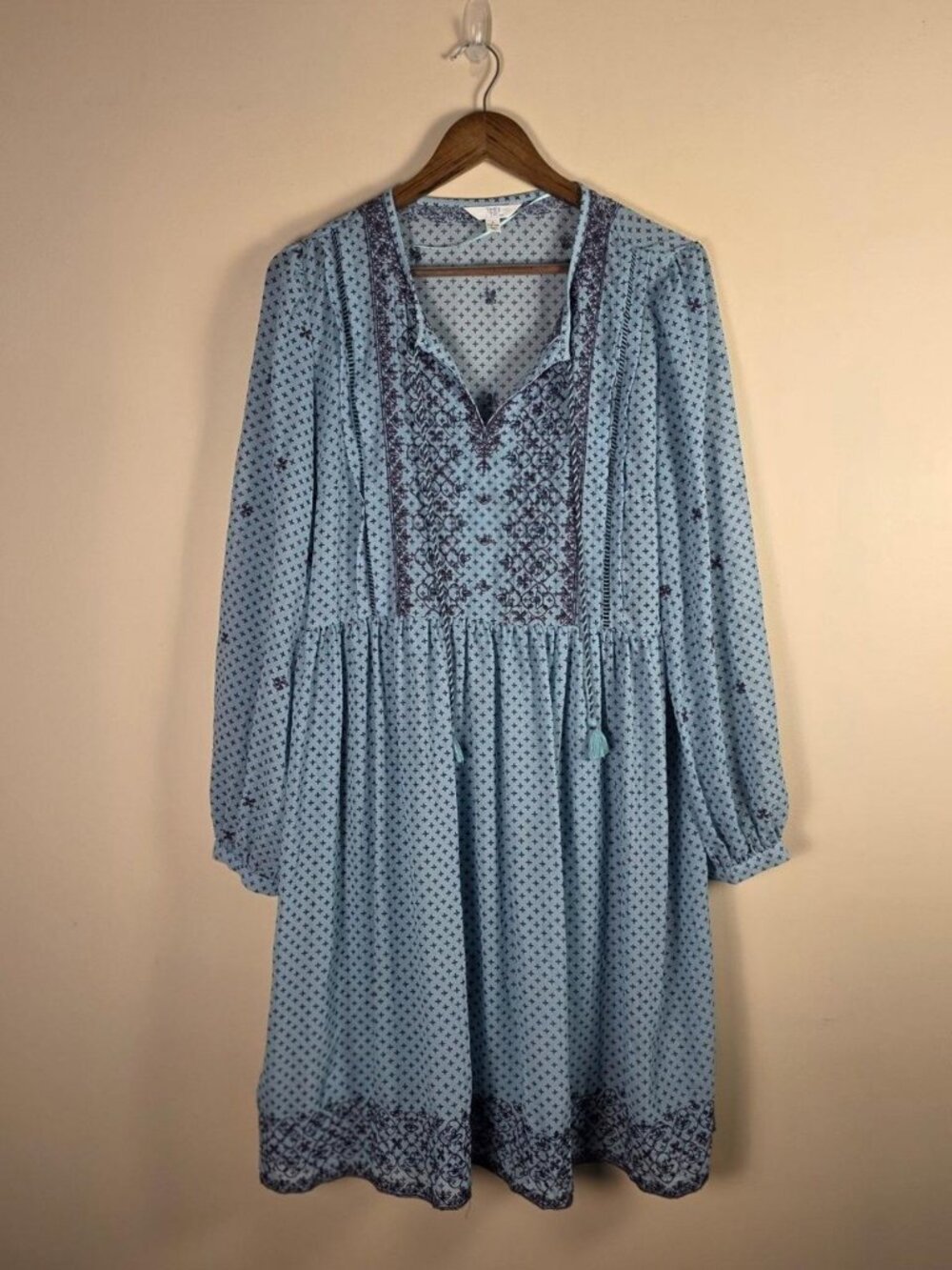 Blue Boho Peasant Dress